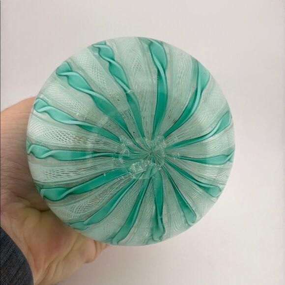 RARE Murano Latticino Green & White Glass Jug - Picture 3 of 3